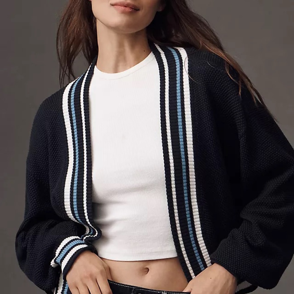 Maeve Short Waffle Cardigan Sweater